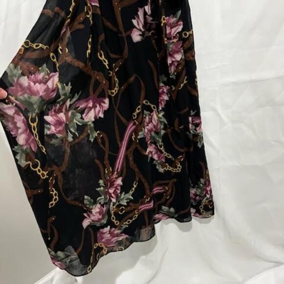 Lauren Ralph Lauren Women's 10 Printed Belted Crinkle Georgette Dress Floral - Picture 8 of 10